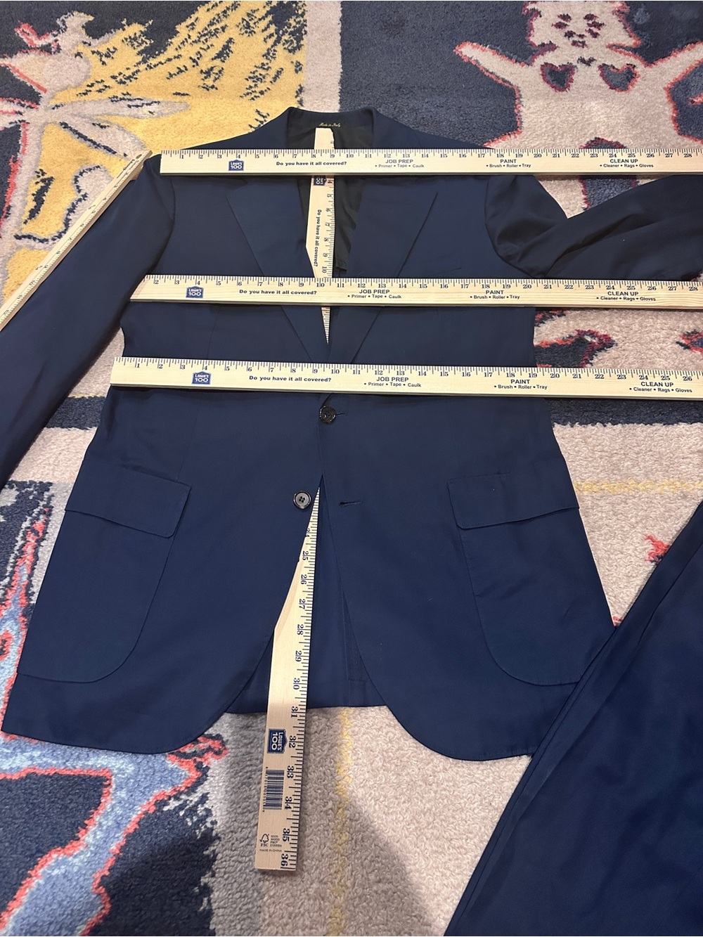 Hand made in Italy Hadleigh’s Men's Classic 100% Cotton Navy Two-Piece Suit - Picture 2 of 14
